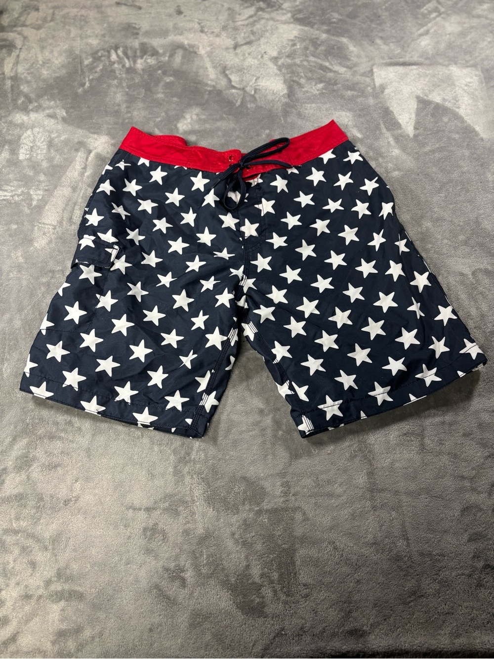 Old Navy Navy Star Print Shorts with Red Waistband